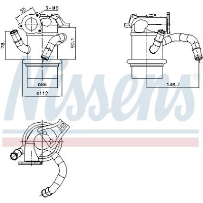 Imagem de NISSENS 989421 Radiador EGR sem &#039;bypass&#039; de vácuo