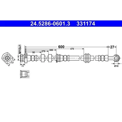 Imagem de ATE 24.5286 0601.3 Mangueira de Travão 600 M10x1