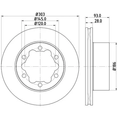 Imagem de HELLA 8DD 355 118 061 Disco de travão 303 28 06/06 145 interior ventilado sem pernos fixação da roda, cubo roda MERCEDES BENZ: Classe V