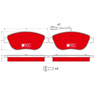 Imagem de TRW DTEC COTEC GDB1483DTE Jogo de pastilhas para travão disco incl. contacto aviso desgaste FIAT: BRAVO 2, Stilo Hatchback, Linea