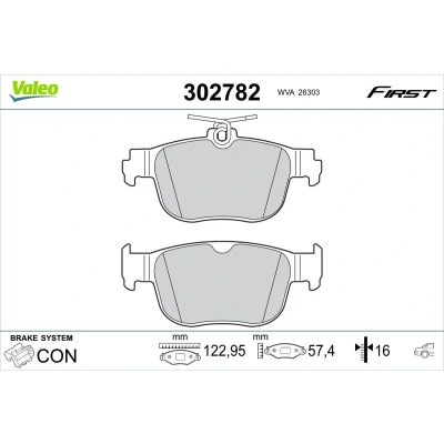 Imagem de VALEO 302782 Jogo de pastilhas para travão disco Eixo traseiro excl. contacto aviso desgaste sem parafusos, com chapa anti ruído