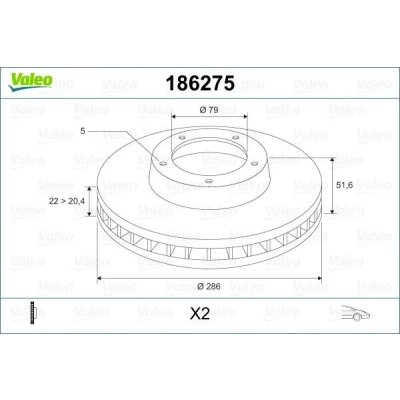 Imagem de VALEO 186275 Disco de travão Eixo dianteiro 286 22 5 ventilado BMW: 3 Coupe, Sedan, Touring