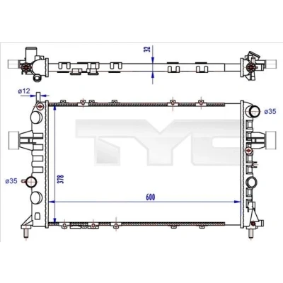 Imagem de TYC 725 0041 R Radiador, arrefecimento do motor 600 378 32 Aletas de refrigeração unidas mecanicamente OPEL: Astra G Caravan, CC, Van