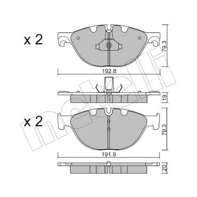 Imagem de METELLI 22 0830 0 Jogo de pastilhas para travão disco preparado indicador aviso desgaste BMW: 5 Touring, Sedan, 7