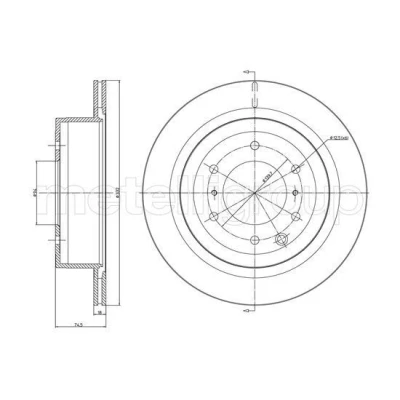 Imagem de METELLI Disco de travão MITSUBISHI: PAJERO 4 331,8mm 18,0mm 6 94,0mm ventilado pintado 23 1663C 4615A037 Discos