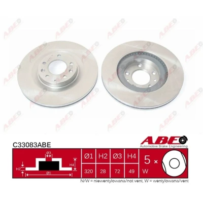 Imagem de ABE C33083ABE Disco de travão Eixo dianteiro 320 28 5 interior ventilado MAZDA: CX 7