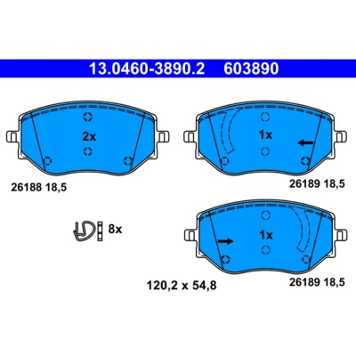 Imagem de ATE 13.0460 3890.2 Jogo de pastilhas para travão disco RENAULT: Clio V Hatchback, DACIA: JOGGER, Sandero III