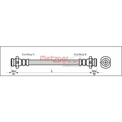 Imagem de METZGER 4110041 Mangueira de Travão 102 M12 x 1 BMW: 5 Sedan, Touring, 7