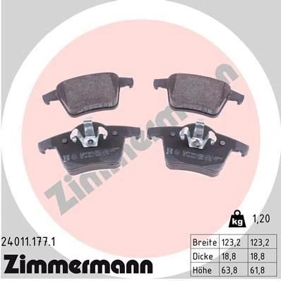 Imagem de ZIMMERMANN 24011.177.1 Jogo de pastilhas para travão disco A imagem corresponde ao volume fornecimento VOLVO: XC90 I