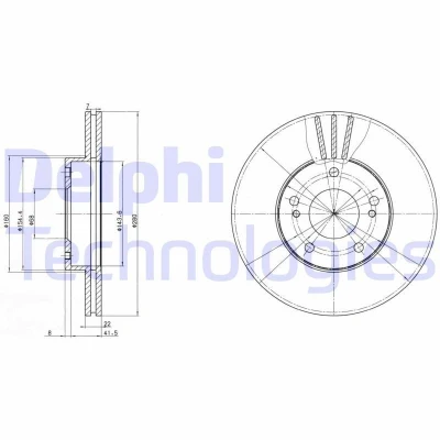 Imagem de DELPHI BG2682 Disco de travão 280 22 5 ventilado oleado não tratado sem o rolamento da roda, anel sensor do ABS