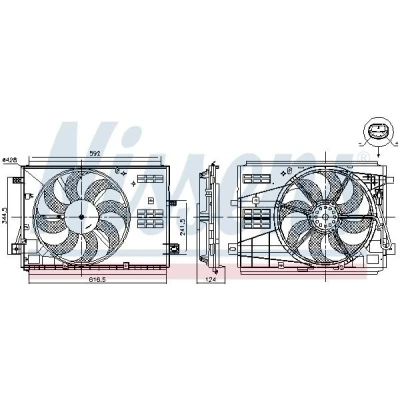 Imagem de NISSENS 85973 Ventilador de Radiador 428 12 250 sem regulador integrado PEUGEOT: 308 SW 2, CITROËN: Berlingo Van, II Van