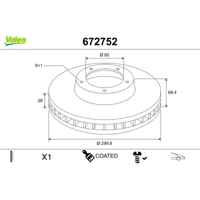Imagem de VALEO Disco de travão MERCEDES BENZ: Sprinter 3.5 T Van, 5 Camião plataforma/Chassis, plataforma/Chassis 672752