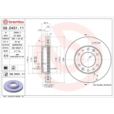 Imagem de BREMBO 09.D431.11 Disco de travão 299 28 6 interior ventilado revestido alto carbono