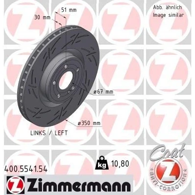 Imagem de ZIMMERMANN 400.5541.54 Disco de travão 350 30 6/5 5 112 interior ventilado, fendido revestido alto carbono MERCEDES BENZ: Classe A Sedan,