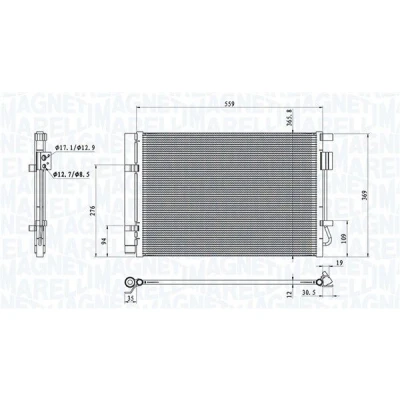 Imagem de MAGNETI MARELLI 350203100800 Condensador com secador 539x365,8x12 365,8 539 12