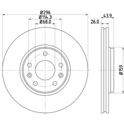 Imagem de HELLA PRO 8DD 355 116 161 Disco de travão 296 26 05/07 114,3 ventilado fora revestido sem pernos fixação da roda, cubo roda