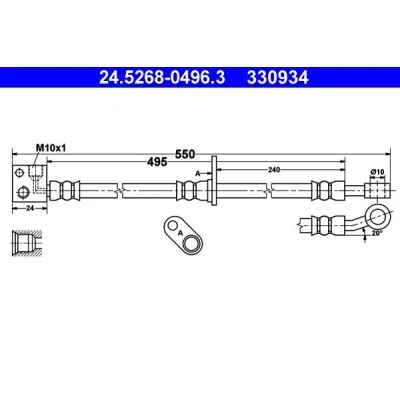 Imagem de ATE 24.5268 0496.3 Mangueira de Travão 495 M10x1 HONDA: Jazz 2