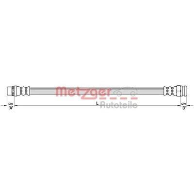 Imagem de METZGER 4111141 Mangueira de Travão 188 CITROËN: C3 I Hatchback, C2 Hatchback