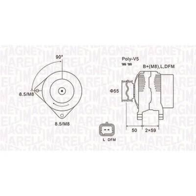 Imagem de MAGNETI MARELLI 063731823010 Alternador 14V 150A RENAULT: MEGANE 2 Kombi, CLIO 2, GRAND SCENIC 3