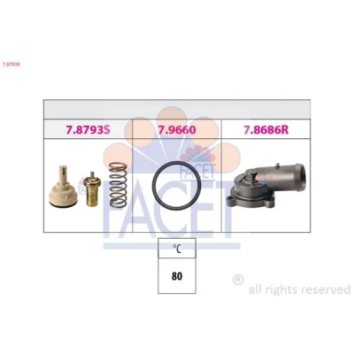 Imagem de FACET 7.8793K Termóstato, líquido de refrigeração 80oC Made in Italy OE Equivalent com conetores VOLKSWAGEN: Passat B6 Variant, Touran I