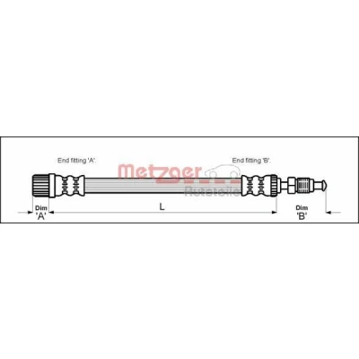 Imagem de METZGER 4113258 Mangueira de Travão 470 M10 x 1 PEUGEOT: 405 I Sedan