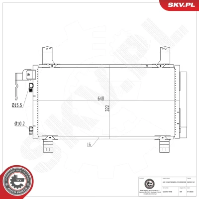 Imagem de ESEN SKV 86SKV141 Condensador com secador Alumínio 648mm MAZDA: 6 SW