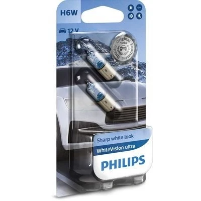 Imagem de PHILIPS 12036WVUB2 Lâmpada 12 6 H6W, miniatura de halogénio VOLKSWAGEN: Golf 4, BMW: 1 Hatchback, MERCEDES BENZ: Classe E Sedan