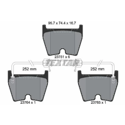 Imagem de TEXTAR 2375101 Jogo de pastilhas para travão disco com contacto avisador desgaste integrado AUDI: A6 C5 Avant, Sedan, VOLKSWAGEN: Phaeton