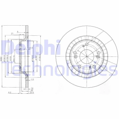 Imagem de DELPHI BG3795 Disco de travão 282 12 5 cheio oleado não tratado sem o rolamento da roda, anel sensor do ABS HONDA: S2000