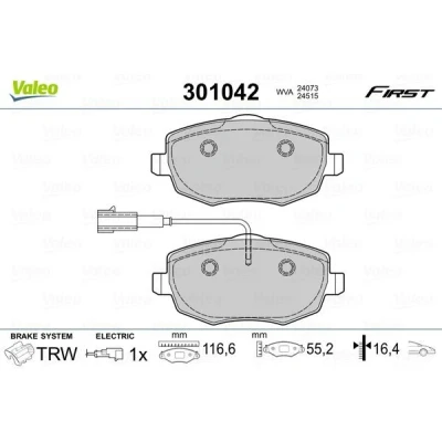 Imagem de VALEO 301042 Jogo de pastilhas para travão disco FIRST Eixo dianteiro incl. contacto aviso desgaste sem chapa anti ruído LANCIA: Ypsilon II
