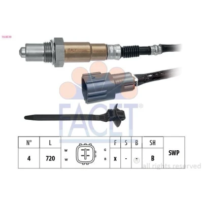 Imagem de FACET 10.8539 Sonda lambda com material de fixação aquecimento, plana, Rosca pré lubrificada