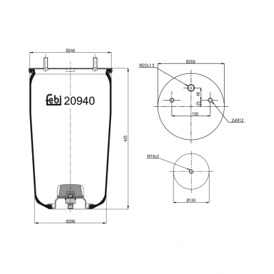 Imagem de FEBI BILSTEIN 20940 Fole, suspensão pneumática