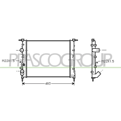 Imagem de PRASCO DA220R001 Radiador, arrefecimento do motor Alumínio 430 378 23 Aletas de refrigeração unidas mecanicamente RENAULT: CLIO 2, Kangoo I Express
