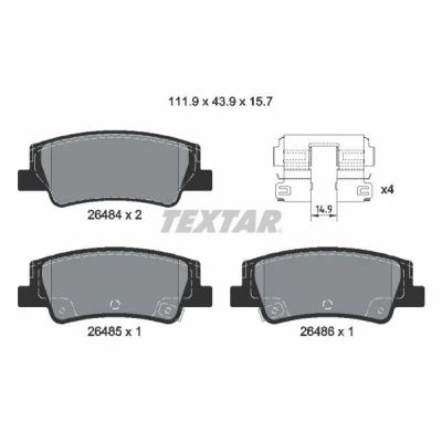 Imagem de TEXTAR 2648401 Jogo de pastilhas para travão disco com avisador sonoro desgaste HYUNDAI: Tucson
