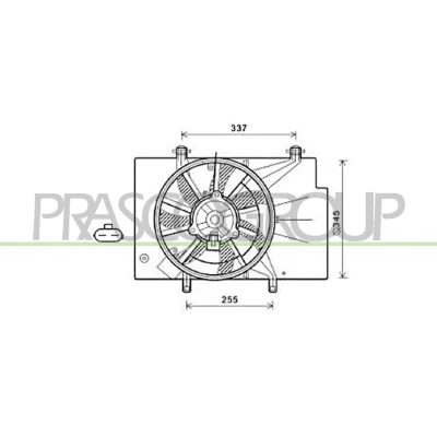 Imagem de PRASCO FD344F004 ventilador de radiador 345mm 380W com estrutura do (caixilho) FORD: FIESTA 6