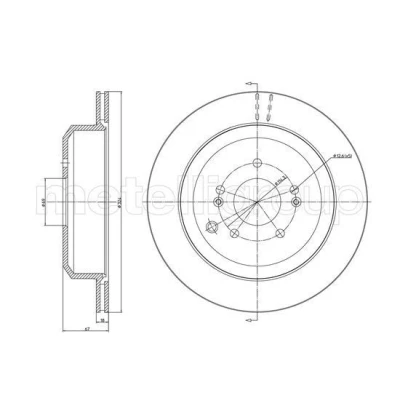 Imagem de METELLI Disco de travão 324,0mm 18,0mm 5 69,0mm ventilado pintado 23 1702C Discos
