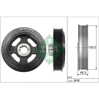 Imagem de INA 544 0181 10 Polia da Cambota 130mm TOYOTA: Avensis II Station Wagon, RAV4 SUV