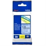 Imagem de Cinta Laminada Brother TZe 18mm Preto sobre Azul, 8m, Resistente e Durável