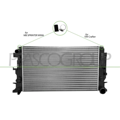 Imagem de PRASCO ME919R001 Radiador, arrefecimento do motor Alumínio 680 388 26 com acoplamentos rápidos Aletas de refrigeração soldadas