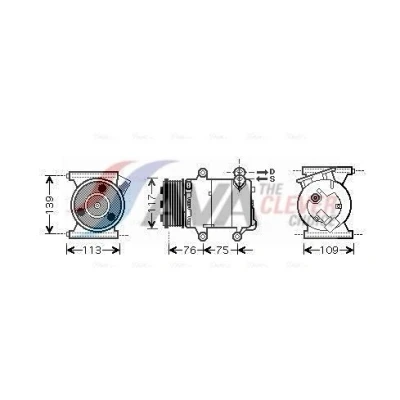 Imagem de AVA COOLING SYSTEMS AUAK185 compressor VS16 12V PAG 46 R134a com óleo de PAG, embraiagem magnética, sem díodo FORD: S Max Mk1