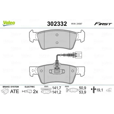 Imagem de VALEO 302332 Jogo de pastilhas para travão disco Eixo traseiro incl. contacto aviso desgaste sem chapa anti ruído VOLKSWAGEN: Touareg I