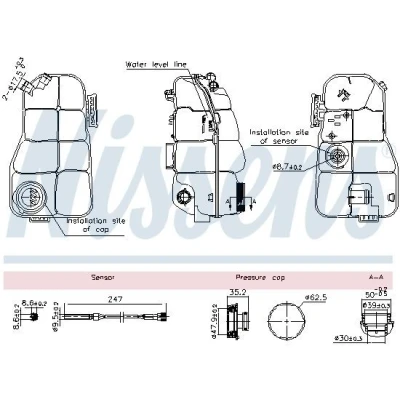 Imagem de NISSENS 996216 Depósito de Compensação Refrigerante 0,95l com sensor nível do líquido refrigeração tampa VOLVO: V40 Hatchback