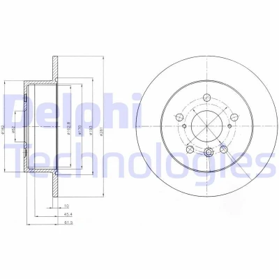 Imagem de DELPHI BG4268 Disco de travão 281 10 5 cheio oleado não tratado sem o rolamento da roda, anel sensor do ABS TOYOTA: Camry VI Sedan