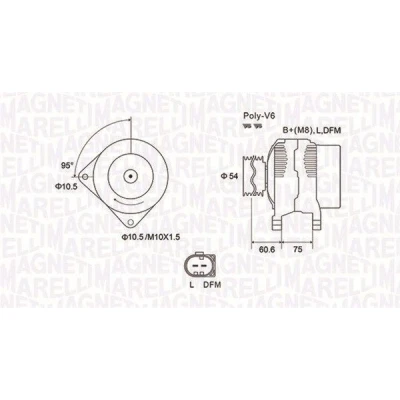 Imagem de MAGNETI MARELLI 063731757010 Alternador 12V 150A BMW: 3 Sedan, Touring, X5, LAND ROVER: Freelander I SUV Cabrio