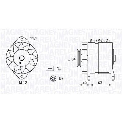 Imagem de MAGNETI MARELLI 063321044010 Alternador 12V 55A IVECO: DAILY 2 Pritsche/Fahrgestell, 1, FIAT: Uno Hatchback