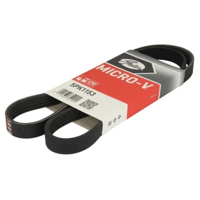 Imagem de GATES Micro V 5PK1153 Correia trapezoidal estriada 1153 5 Poliéster, EPDM (borracha de etileno propileno dieno) FIAT: Punto II Hatchback