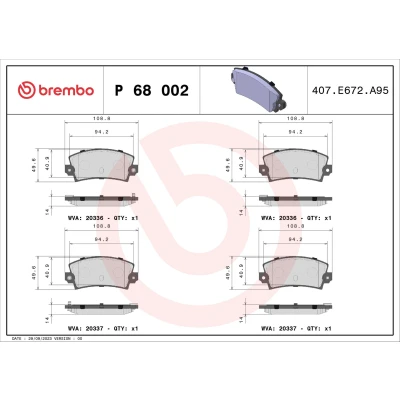 Imagem de BREMBO P 68 002 Jogo de pastilhas para travão disco com avisador sonoro desgaste sem acessórios RENAULT: 5 Hatchback, 21 Sedan, 25