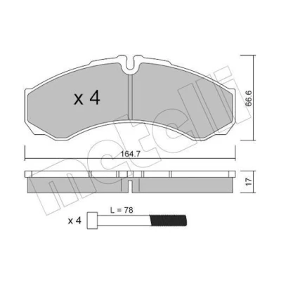 Imagem de METELLI 22 0212 3 Jogo de pastilhas para travão disco preparado indicador aviso desgaste IVECO: DAILY 3, Kasten/Kombi