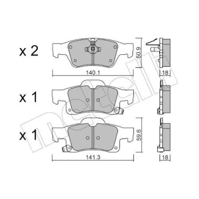 Imagem de METELLI 22 0928 0 Jogo de pastilhas para travão disco com avisador sonoro desgaste JEEP: GRAND CHEROKEE 4