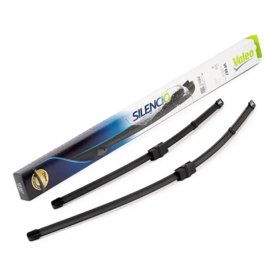 Imagem de Escova do limpa vidros Valeo Silencio X.trm, Flat Blade Set 574687 à frente Sem armação Fixação por cavilha VOLVO: V50, S40 II, BMW: X3, X4
